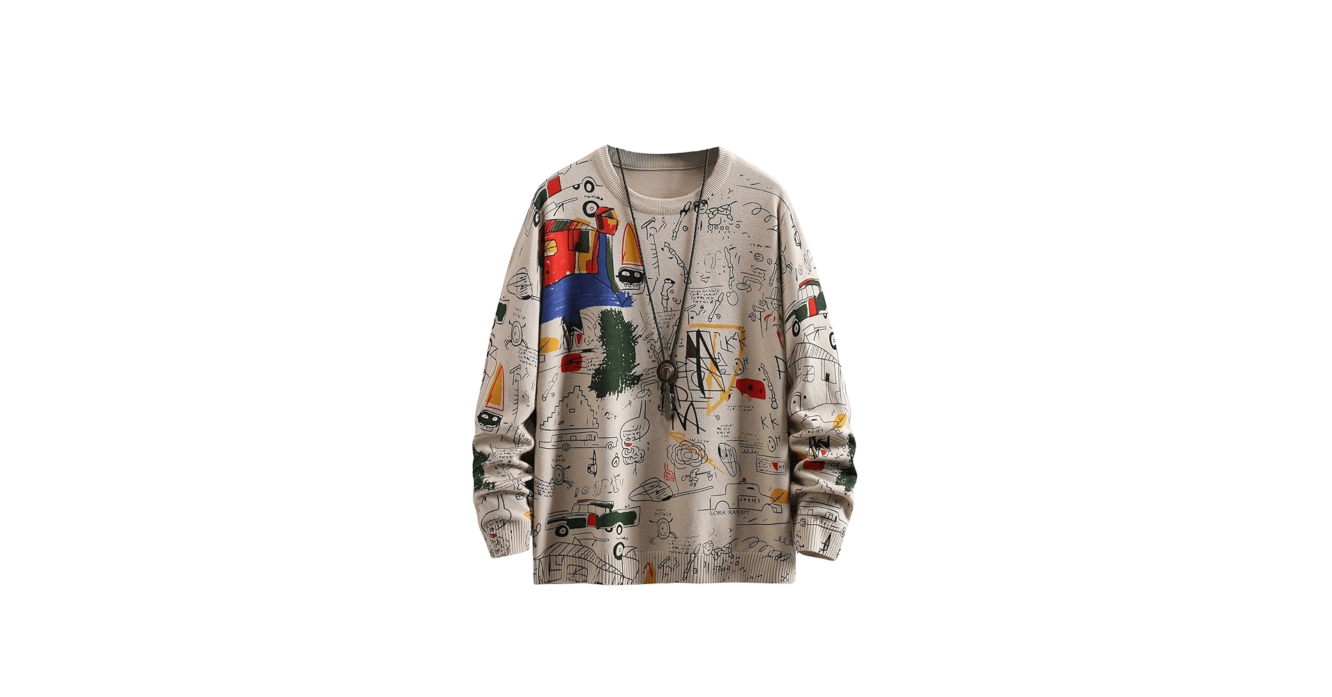 SHENHE Men's Graphic Colorful Crewneck Long Sleeve Pullover